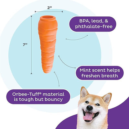 Outward Hound Foodies Carrot Treat-Dispensing Dog Chew Toy, Orange