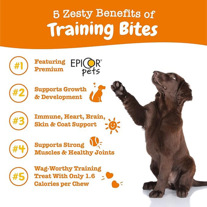 Zesty Paws Training Treats for Dogs & Puppies - Hip, Joint & Muscle Health - Immune, Brain, Heart, Skin & Coat Support - Bites with Fish Oil Omega 3 Fatty Acids with EPA & DHA - PB Flavor - 8oz