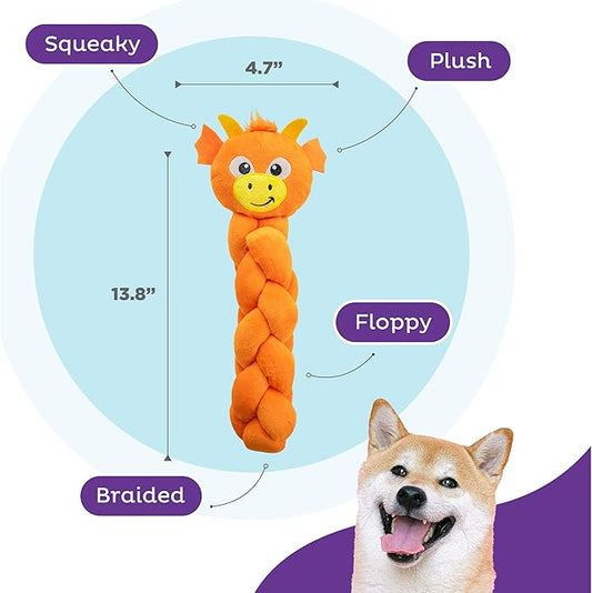 Outward Hound Nina Ottosson Twistiez Interactive Plush Dog Puzzle Dog Enrichment Toys Dog Treat Puzzle, Plush, Dragon, Orange