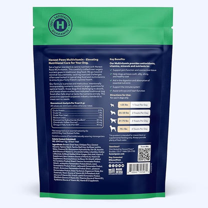 Honest Paws Dog Multivitamin Soft Chews - Joint Flexibility Mobility Support - Soft Shiny Healthy Coat - Immune, Eye, Heart Support - Glucosamine & Chondroitin, Omega-3 Fatty Acids - Beef Flavor