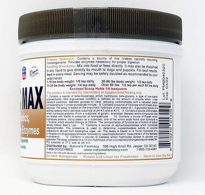 Dogzymes Probiotic Max -10 Billion CFU's Probiotics, Prebiotics, Digestive Enzymes - (8 Ounce)