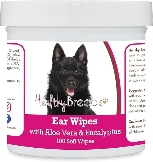Healthy Breeds Schipperke Ear Cleaning Wipes with Aloe & Eucalyptus for Dogs 100 Count