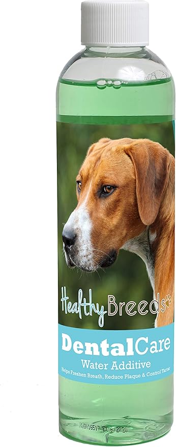 Healthy Breeds Dog Dental Care Water Additive for English Foxhound - Helps Freshen Breath, Reduce Plaque & Control Tartar - Mint Flavor - 8 oz