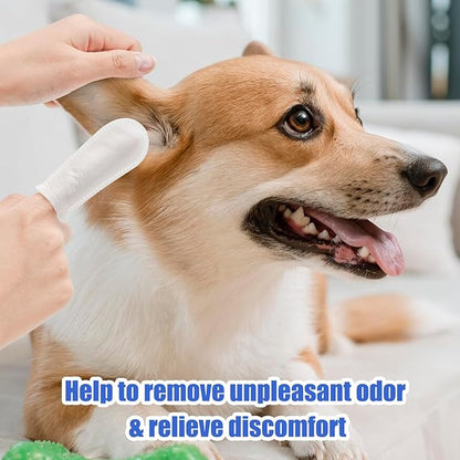 Avont 2 Pack Dog Ear Cleaner Wipes, Gentle Ear Relief Cleaning Finger Sheath for Cats Pets, 100 Disposable Pieces