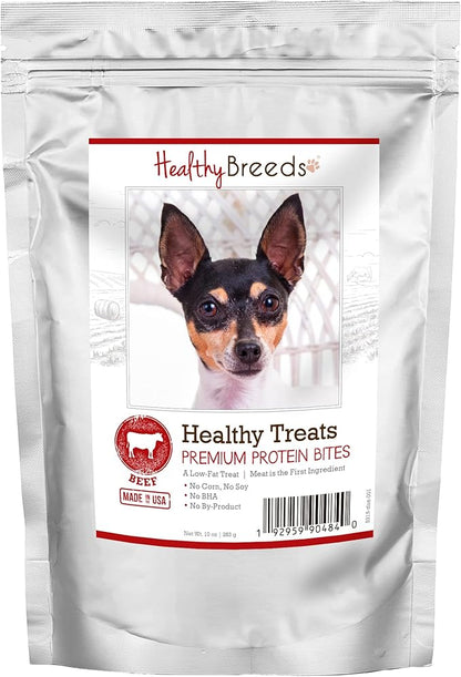 Healthy Breeds Toy Fox Terrier Healthy Treats Premium Protein Bites - Low Fat Dog Treats - Beef is The 1st Ingredient - 10 oz