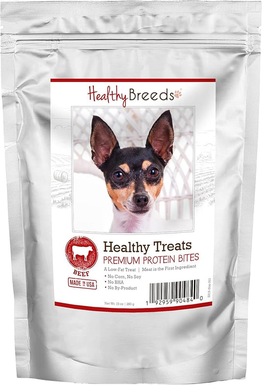 Healthy Breeds Toy Fox Terrier Healthy Treats Premium Protein Bites - Low Fat Dog Treats - Beef is The 1st Ingredient - 10 oz