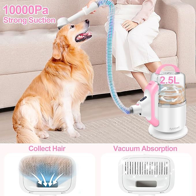 Pet Grooming Vacuum Hair: Dog Hair Grooming Kit - Professional Dog Vacuum - Deshedding Vac for Pet
