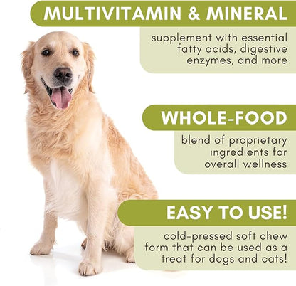 Wholistic Pet Organics: Multivitamin Chews for Dogs Organic Homemade Dog Treat for Medium and Small Dogs Calming Chews for Dogs Food Puppy Multivitamin Probiotics Immune Support Supplement (240 Count)