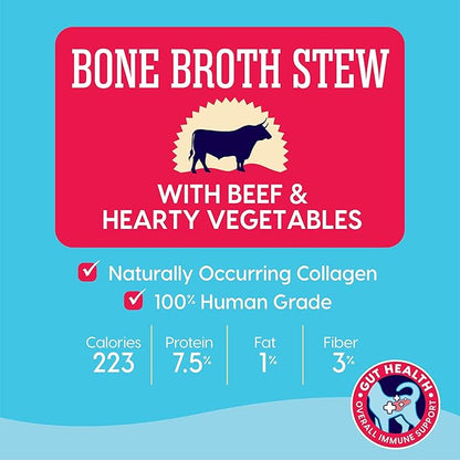 Solid Gold Bone Broth Stew - Dog Food Topper & Dog Treat Rich in Natural Collagen for Gut Health - Grain Free Formula Packed with Protein & Hearty Vegetables - Great for Picky Eaters - 6 Pack