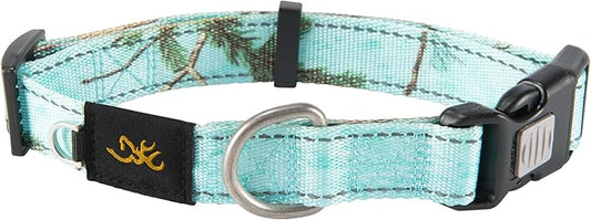 Browning Classic Preformance Webbing Pet Collar, Fully Adjustable, Available in Solid Colors and Camo Patterns, Realtree Xtra Seaglass, Medium