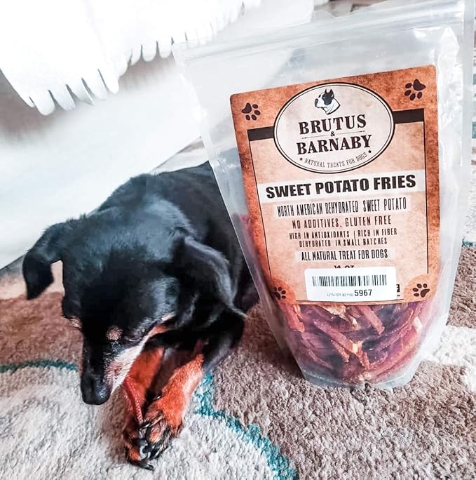 BRUTUS & BARNABY Sweet Potato Dog Treats- No Additive Dehydrated Sweet Potato Fries, Grain Free, Gluten Free and No Preservatives Added (2lb)