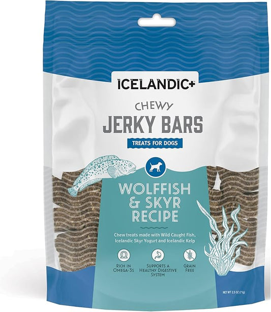 Icelandic+ Chewy Jerky Bars Wolffish, Skyr, & Kelp Dog Treat 2.5-oz Bag