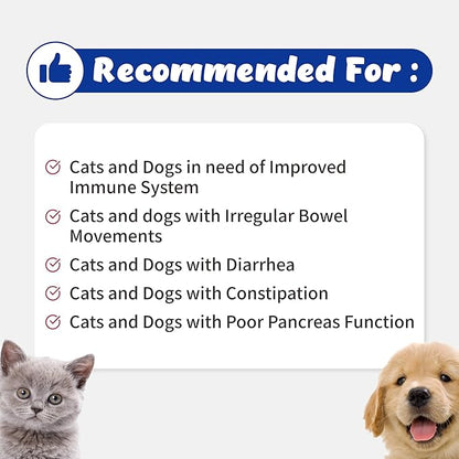 Probiotics Powder Pancreatic Health, Intensive Gut Health, Diarrhea and Constipation, Allergies for Dogs and Cats (120g)