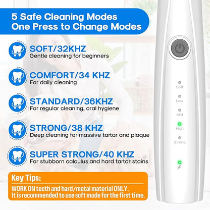 Dog Teeth Cleaning Kit for Pet Teeth Cleaning, Dog Plaque Remover for Teeth, 5 Modes Dog Tartar Remover for Teeth Care to Remove Stains Calculus, 10 in 1 Pet Cleaner Toothbrush (White)