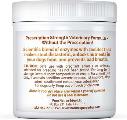 Nature's Pure Edge No Poop Eating for Dogs. Coprophagia Treatment. Digestive Enzyme with Breath Freshener. Stop Eating Poop for Dogs, Stool Eating Deterrent. Extra Large 230 scoops in each jar.