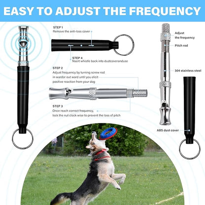 Dog Training Kit include Dog Training Clicker with Wrist Strap, Dog Whistle with Black Strap Lanyard, Dog Flying Discs, Dog Toy Balls, Suitable for Small Medium Dogs Training Tools (dark-colored)