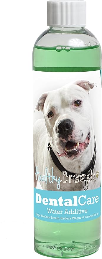 Healthy Breeds Dog Dental Care Water Additive for Pit Bull - Helps Freshen Breath, Reduce Plaque & Control Tartar - Mint Flavor - 8 oz