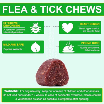 150pcs Flea & Tick Prevention for Dogs Chewable - Dog Flea & Tick Control - Flea and Tick Supplement for Dogs - Flea and Tick Chews for Dogs, Oral Flea Pills for All Breeds and Ages Dogs