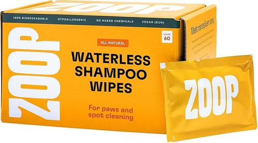 WATERLESS SHAMPOO WIPES for PAWS and SPOT CLEANING, CLEAN, DEODORIZE and SOOTHE SNOUT, WRINKLES, FACE for PETS, 60 CT