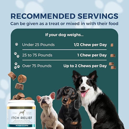 PetScy - Itch Relief & Aloe & Oatmeal Shampoo Bundle - Dog Itch Relief With Fatty Acids, EPA, DHA & Omega - Moisturizing Pet Shampoo for Skin Relief - For Healthy Shiny Coats - 30 Chews & 12 oz Bottle