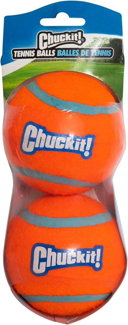 Chuckit Dog Tennis Ball Dog Toy, Extra Large (3.5 Inch Diameter) for Dogs 100+ Lbs, Shrink Wrap Pack of 2