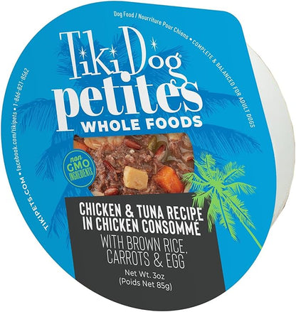Tiki Dog Whole Foods Wet Dog Food, Chicken & Tuna, 3 oz. Cups (4 Count)