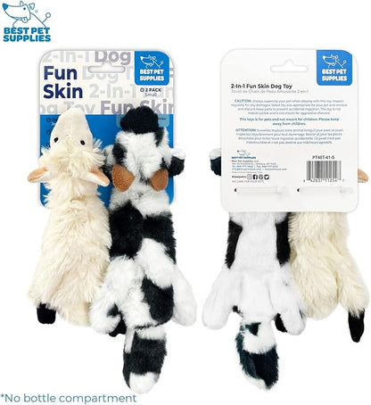 Best Pet Supplies Stuffing Free Squeaky Dog Toys for Small Dogs, Medium Dogs, and Large Dogs, Durable, Best Dog Chew Toy for Teething Puppy, Indoor Play - Sheep, Cow, Small