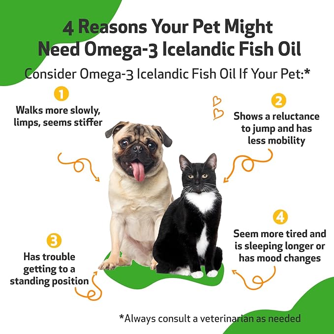 Pet Wellbeing Omega-3 Daily EFA Fish Oil for Dogs & Cats - Healthy Skin, Coat, Mobility, Joints, Heart Health - EPA, DHA - 8 fl oz (236 ml)