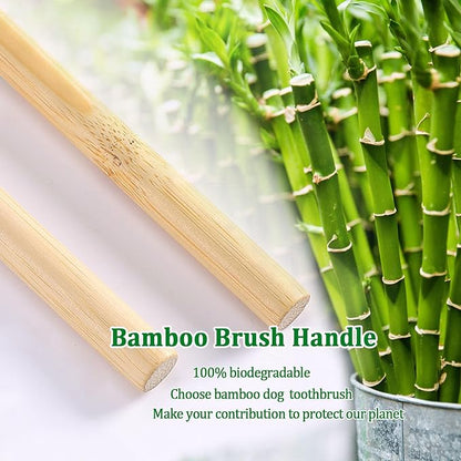 JGocot 3Pack Dog Toothbrush, |Ultra Soft Micro Nano Bristle| Pet Toothbrush for Sensitive Gum&Teeth,Eco-Friendly Natural Dog Bamboo Toothbrush Dog Dental Care Kit for Medium/Large Breed Dogs
