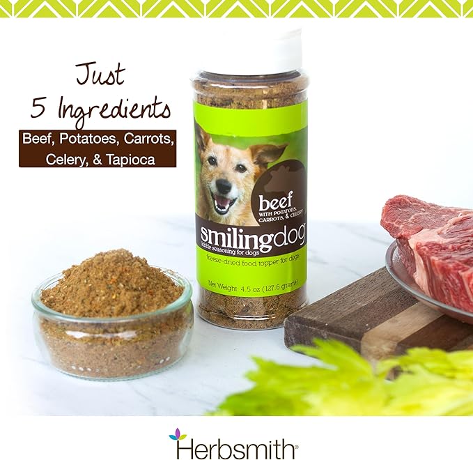 Herbsmith Kibble Seasoning – DIY Raw Coated Kibble Mixer - Dog Food Topper for Picky Eaters [Bundle of Beef & Duck]