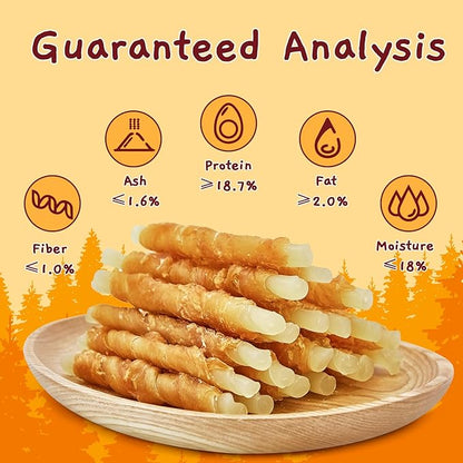 Jungle Calling Rawhide Free Healthy Treats for Dogs, Chicken Wrapped Cod Sticks Dog Treats, Soft Chewy Treats for Training Rewards, 10.6 oz (Chicken)