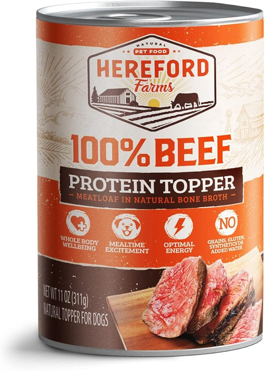 100% Beef Wet Dog Food, in Bone-Broth, Hypoallergenic Dog Food, All-Natural Mixer, Topper & Hydration - 11oz. (12 cans)