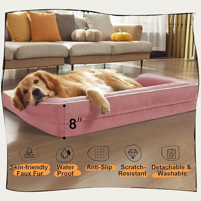Large Dog Bed Orthopedic Washable - Couch Sofa - XXL Large Big Dogs - Beds Bolster Pet - Memory Foam - Waterproof with Removable Cover