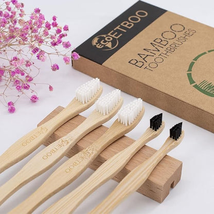Dog Toothbrush,Pets Bamboo Tooth Brush Double-Sided Small & Large Head Toothbrushes for Dogs Cats,Biodegradable Eco-Friendly Teeth Cleaning Tool (Black 6 Pack)