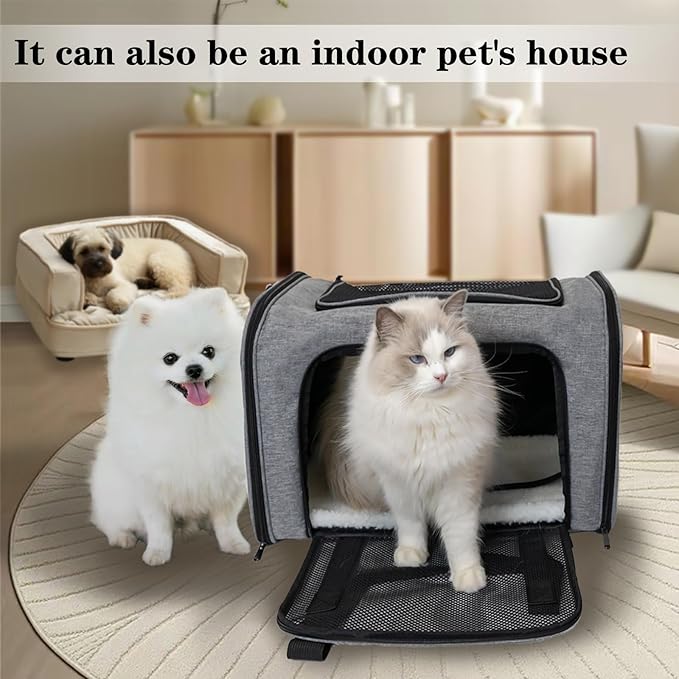 Dog Cat Carrier Pet Carriers for Small Medium Large Cats Dogs Carrier Soft Sided Small Puppy Dog Carrier Portable Foldable Airline Approved Dog Cat Travel Carrier Grey Black M