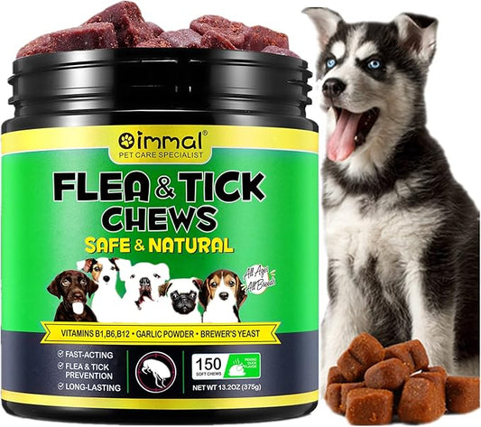 150pcs Flea & Tick Prevention for Dogs Chewable - Dog Flea & Tick Control - Flea and Tick Supplement for Dogs - Flea and Tick Chews for Dogs, Oral Flea Pills for All Breeds and Ages Dogs