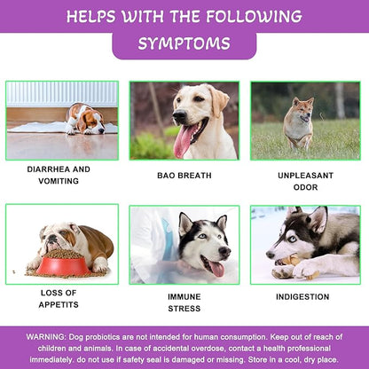 Probiotics for Dogs，Dog Probiotics and Digestive Enzymes，Health and Immune Support. Relieves Constipation, Bad Breath, Flatulence and Upset Stomach. Veterinarian Developed,120 Chews, Duck Flavor.
