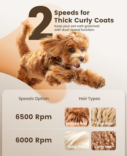 oneisall Dog Grooming Clippers for Thick Heavy Coats,2 Speed Cordless Hair Trimmers with Metal Blade Grooming Kit for Pets Dogs Cats Animals