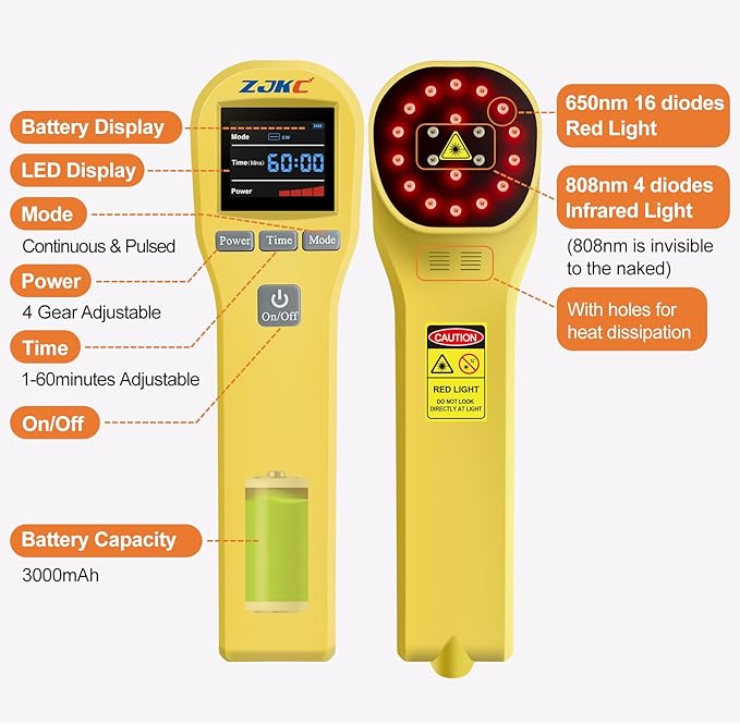 4x808nm +16x650nm Red Light Therapy Device for Human Pet Pain Relief, Near Infrared Light Therapy for Tissue Joint Muscle Recovery, Home Cold Light Therapy Wand for Ankle Shoulder Knee Elbow