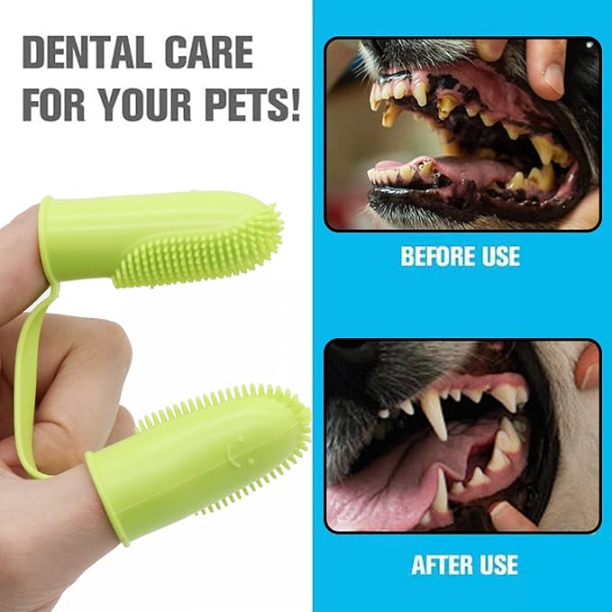 Dog Toothbrush Kit, 6Pack Dog Finger Toothbrush for Dog Teeth Cleaning&Dog Dental Care, Cat Toothbrush Dog Tooth Brush Puppy Toothbrush Pet Toothbrush (Green (6-Pack))