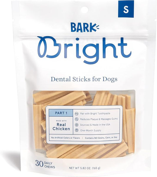 Bark Bright Dental Sticks for Small Dogs Chews, 5.82 oz, Count of 30