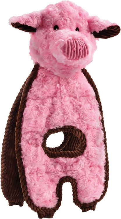 Charming Pet Cuddle Tugs Pig Plush Interactive Dog Tug Toy