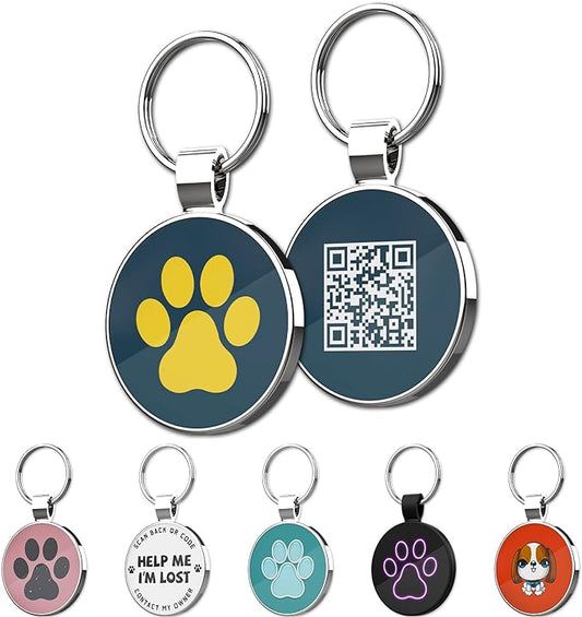 MYLUCKYTAG QR Code Pet ID Tags Dog Tags - Pet Online Profile - Scan QR Receive Instant Pet Location Alert Email