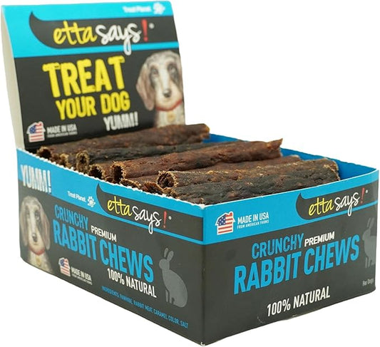 ETTA SAYS! Premium Crunchy Dog Chews, Grain-Free Dog Treats Pack of 36 – 4.5" Rabbit Dog Treats - Made in The USA, Good for Teeth, Easy to Digest Dog Chew