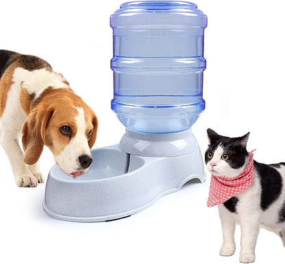 Pet Water Dispenser Station - 1 Gal Replenish Pet Waterer for Dog Cat Animal Automatic Gravity Water Drinking Fountain Bottle Bowl Dish Stand
