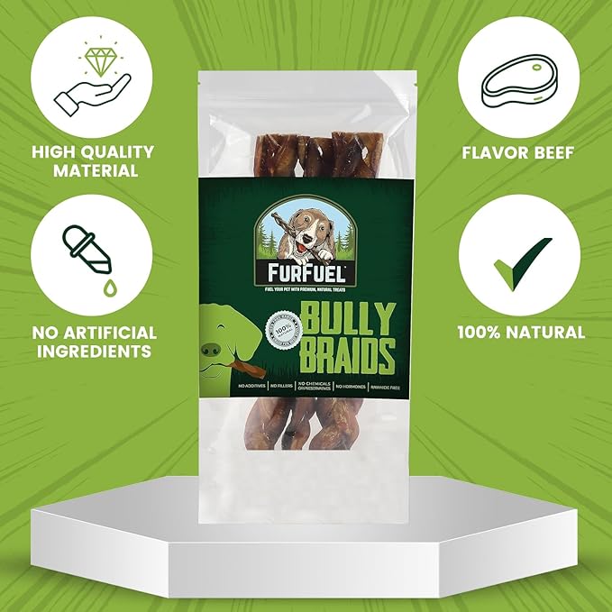 Braided Bully Sticks Variety Pack for Dogs - Suitable for Small, Medium, and Large Breeds – 3 Pack of 6-Inch Dog Bully Sticks - Low Odor, All-Natural Chew (6 Inch, 3 Count)