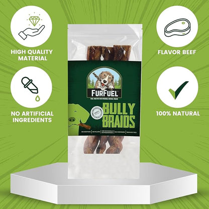 Braided Bully Sticks Variety Pack for Dogs - Suitable for Small, Medium, and Large Breeds – 3 Pack of 6-Inch Dog Bully Sticks - Low Odor, All-Natural Chew (6 Inch, 3 Count)