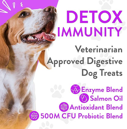 Green Gruff Dog Probiotics & Digestive Enzymes - Organic Dog Immune Supplement with Protein, Multivitamin & Omega 3 Fish Oil for Dogs - Made in USA - Dog Allergy Relief - Canine Probiotic - 90 Chews