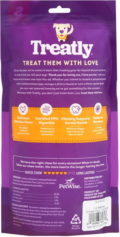 Beefhide Twist Sticks 5" Dog Chew Treats - Chicken Flavor, 1 lb/1 Pack