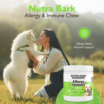 Allergy + Immune Chews for Dogs | Seasonal Allergies | Itch Support | Stop Pawlicking | Digestion | Apple Cider Vinegar & Turmeric | Salmon Oil | Licorice & Valerian Root | 90 Chews